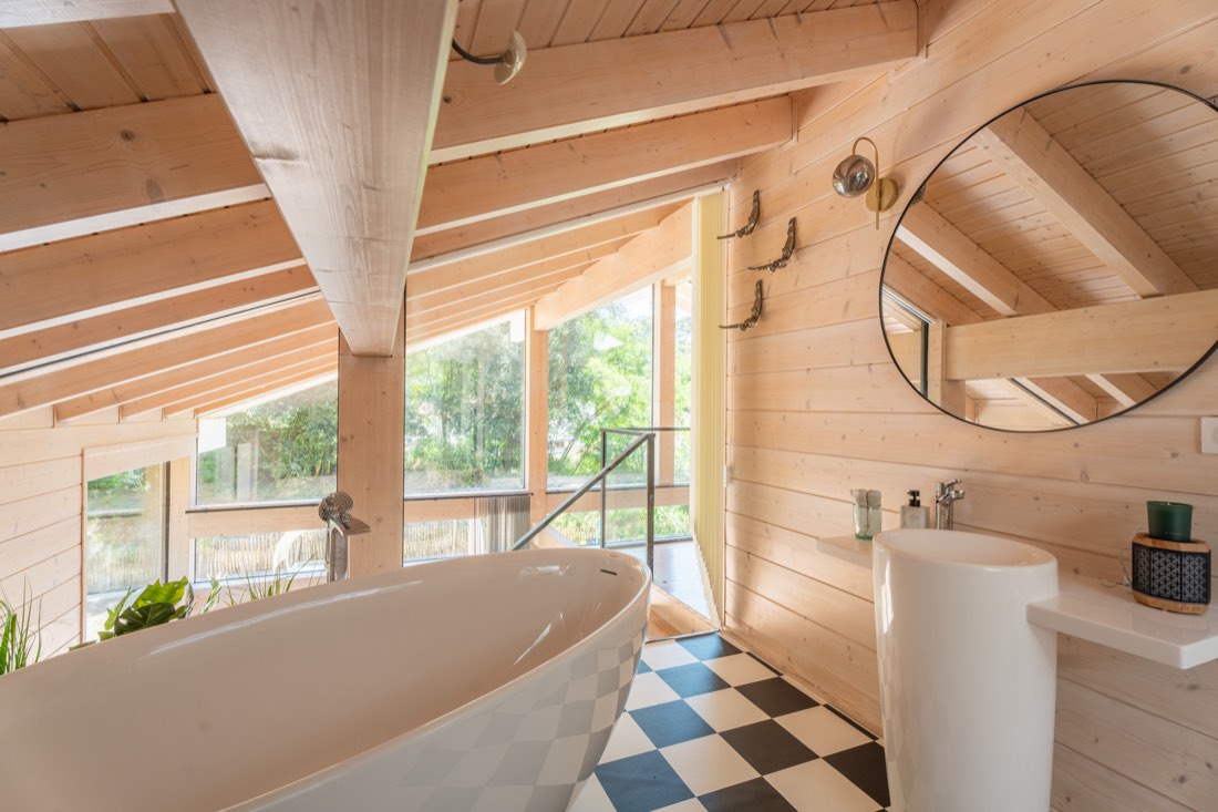 The freestanding bath upstairs